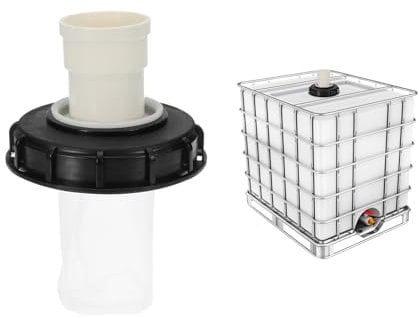 PATIKIL Straight IBC Lid Filter Cover, 163mm Plastic Ton Barrel Cover with Washable Nylon Filter IBC Tote Hose Adapter IBC Tank Container Accessories for Rainwater Tank, Black White