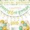 16th Birthday Decorations,Sage Green 16th Birthday Party Decorations Include Happy 16th Birthday Banner,Triangle Flag and Confetti Balloons for Party Birthday Decorations (16th Birthday)