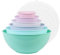 BoxedHome Rosa-Grün Rührschüsseln mit Deckel, Wiederverwendbare Rührschüssel, 12er-pack Mixing Bowl, Kunststoff Salatschüssel Rutschfest Stapelbar Servierschalen für Küche (6 Schüsseln und 6 Deckel)