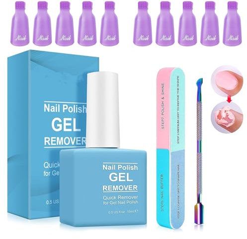Xumann Gel Nail Polish Remover Kit, Builder Gel Quickly Easily Remover without Damaging Nails