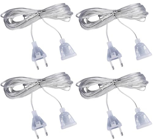 4er Verlängerungskabel Transparent, 5M Eurostecker Verlängerung Dünnes Kabel, Verlängerungskabel Flachstecker für Household Appliances with Low Power Consumption LED-Laternen und Den Außenbereich