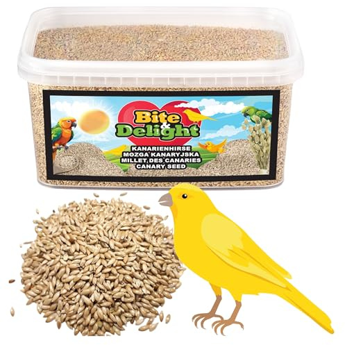 Bite & Delight 8kg Kanariensaat Kanarienhirse Reines Saatgut für Vögel, Papageien Kanarienvögel Kanarienfutter Vogel-Samen Canary Seed