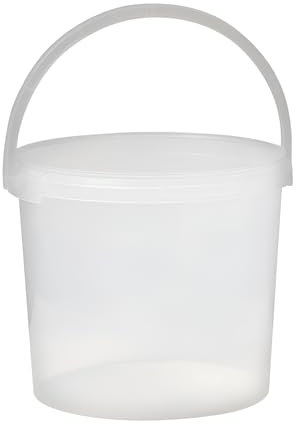 3 x 5L Plastic Bucket Pail + Handle & Lid - Heavy Duty ¦ Food Grade BPA Free ¦ Multi-use Fermentation Feed Dry Food Liquid Chemicals Hydroponics Storage Container CLEAR