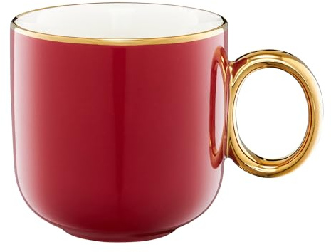AMBITION Kaffeetasse mit Goldrand 380 ml Royal Porzellanbecher mit Henkel auch für Tee Cappuccino