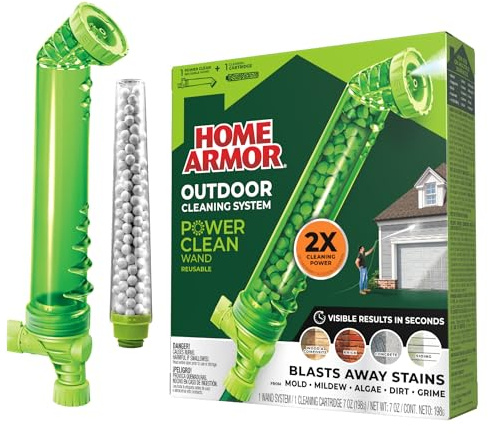 Home Armor Power Clean Wand, Outdoor Cleaning System, Blasts Away Stains Dirt and Grime for Visible Results in Seconds, No Scrubbing Required, Reusable