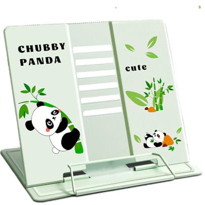 Citmage Schreibtisch-Bücherständer, Dokumentenhalter, robuster Metall-Leseständer mit Buch, Magazin, Menü, iPad, Musik, Partitur, Sprachentwurf, mit 6 verstellbaren Positionen, grüner kompakter Panda