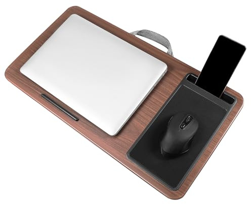 NUOBESTY Bed Desk Laptop Holder for Lap with Mouse Pad Carbon Fiber | Portable Lap Desk Tray, Smooth Surface with Device Slot, Dual Cushion Pads for Working and Entertainment