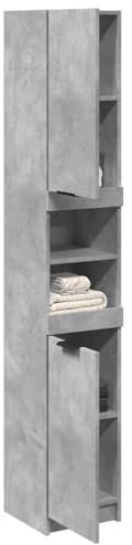 Generico Mobile da Bagno Grigio Cemento 32x34x188,5 cm Legno Multistrato (27,75KG)