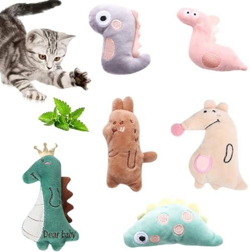 XYTAHDM 6Pcs Catnip Jouets Souris, Teeth Cleaning Jouet Interactif à l'herbe à Chat, Mini en Peluche Jouet à Mâcher à l'herbe à Chat pour Kicking, Playing and Indoor Interacting