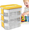 WUDLEP Kinder Aufbewahrungsbox mit Deckel, 3 Stufen Stapelboxen Staubox Ordnungsboxen, Bausteine Boxen Aufbewahrung Spielzeugkiste, Transparent Organizer Box Trennbare Kunststoffbox