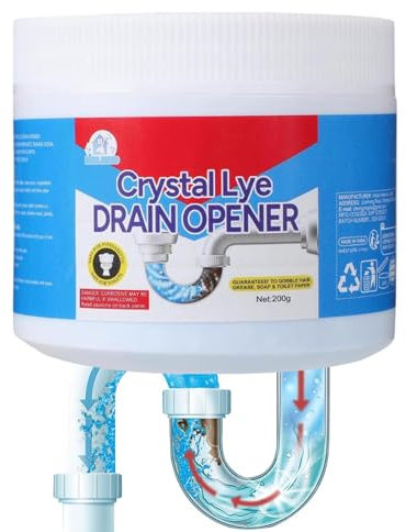 Kristall Lauge Abflussöffner,Spül und Abflussreiniger,Leistungsstarkes Rohrbaggermittel,für Küche,Waschbecken,Duschrohre,200g