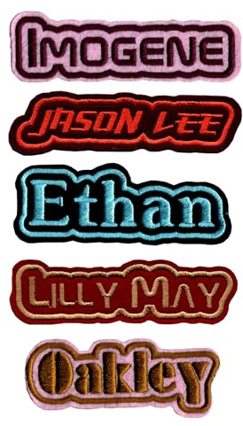 Personalised Bold Embroidered Name Patch Badge sew on Iron on