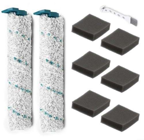 BlesConi Für Leifheit Akku Saugwischer Zubehör Set - 2 Mikrofaser Bürstenwalzen, 6 Filterschwämme für Regulus für Aqua PowerVac