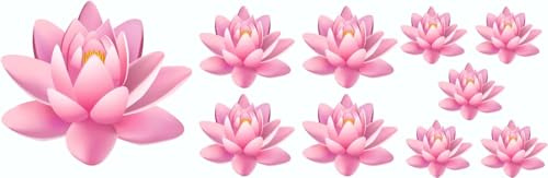 Rosa Lotus Blume Wandaufkleber Kinderzimmer Fensterdeko Seerose 10-teiliges Set