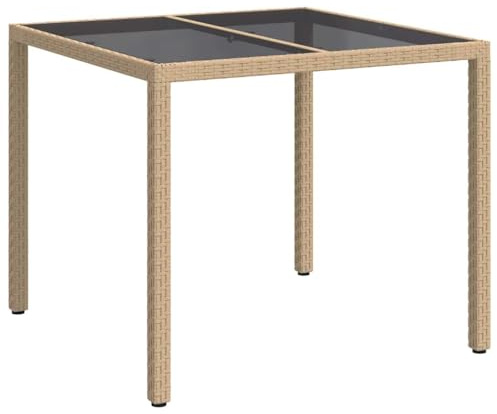 vidaXL Garden Table Beige 90 x 90 x 75 cm Poly Rattan | Built to last and stand firm, Smooth surfaces make for quick wipe-downs, Move it about hassle-free