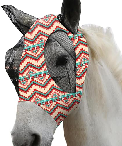 Horse Fly Maske, Equine Gesichtsbedeckung, schützende Fliegenmaske, und COB-Nasenabdeckung, atmungsaktives Mesh-Material, Leichtgewichtler, langlebiges Design, Outdoor-Einsatz für Fahren, Gräser