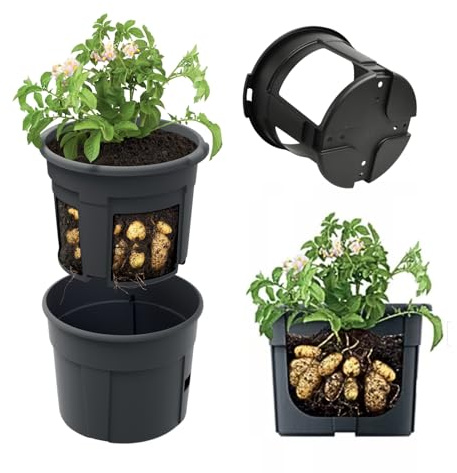 B2C 12L Potato Grower Pot No-Dig Harvest Planter for Potatoes, Sweet Potatoes & Root Vegetables Weather-Resistant Container for Balcony, Patio & Small Space Gardening 30cm (3)