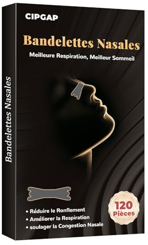 120 Pièces Bandelette Nasales Premium, Nasal strips dilatateur Nasal, Améliore la respiration contre le ronflement, Forte tenue pour le sport & meilleure qualité de sommeil