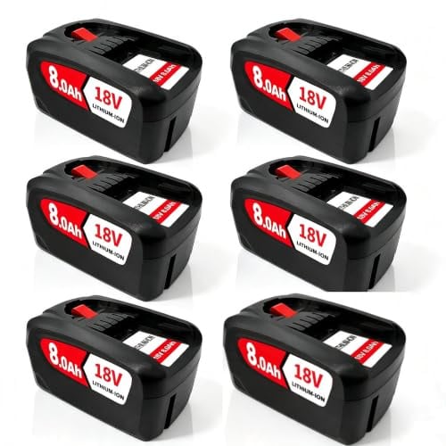 6PCS 18V 8.0Ah Kompatibel mit für Bosch 18V Akku Ersatz für Bosch Akku PBA PSB PSR Li-ion Home and Garden AL1810 CV, AL1815 CV, AL1830 CV, AL1880 CV (06)