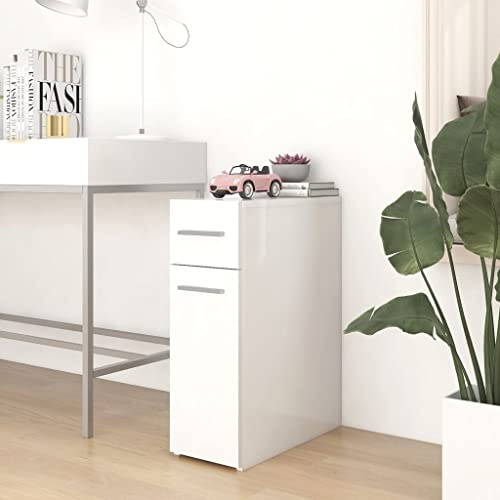 Zeehear Armoire à pharmacie blanche 20 x 45,5 x 60 cm, en matériau dérivé du bois, étagère sur pied compacte pour cuisine, salle de bain, bureau, armoire de rangement polyvalente, meuble d'appoint