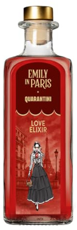 Quarantini Gin Emily in Paris | 500 ml Premium Gin Love Elixir 42% Vol. mit hochwertigen, fruchtigen Botanicals Amarena Kirsche, Roten Trauben, Tonka Bohne