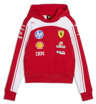 PUMA Scuderia Ferrari F1 2026 Damen Team-Hoodie - Rot | Gerippte Manschetten und verstellbarer Zugkordelkapuze, Alle neuesten Team- und Partnerlogos