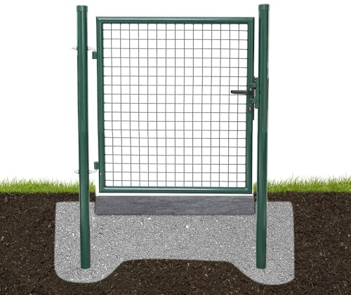 Aopunly Metall Gartentor 100x100 cm, Gartentür aus verzinktem Stahl Rundrohr Grün, inkl. Griff, Schloss und 3 Schlüsseln, Robustes Zauntor Hoftor für Gartenzaun