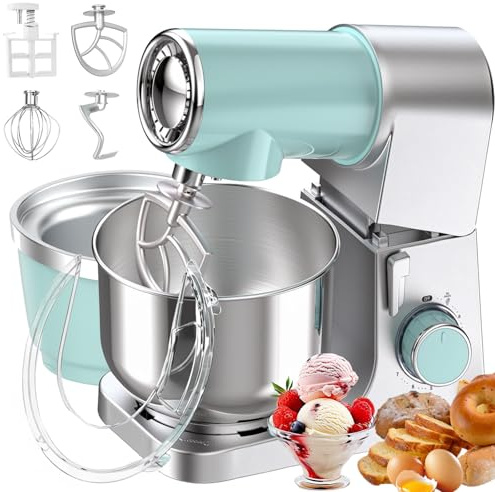 MoraRise Ice Cream Stand Mixer, 6.5L + 1L Powerful Kitchen Food Mixer with Stainless Steel Bowl, 7-Speed 1500W Electric Mixer for Baking, Ice Cream Maker, Milkshake Machine
