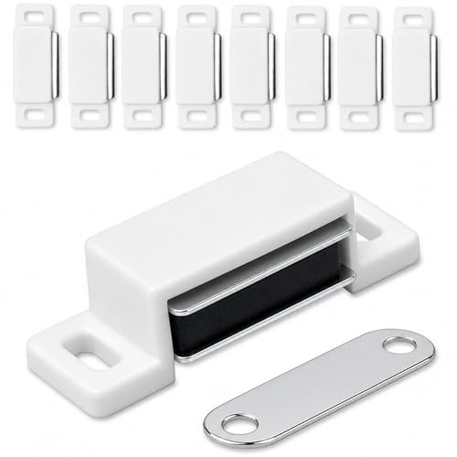 IPEA Cierres Magnéticos para Muebles, Puertas, Armarios, Cajones - [ 10 UNIDADES ] - Cierre Magnético con Imán para Puertas y Armarios - Bisagra Magnética - Tope Magnético Cocina y Hogar - Blanco