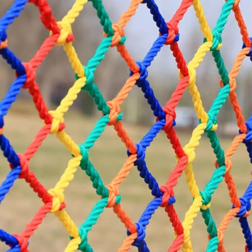 Mozzeilee Sicherheitsnetz für Balkon, Treppe, Fenster, Kindergeländer, Schutznetz, buntes Seil, Gartenpflanzennetz, Barriere, Ladungsschutz, Spielplatz, Zaun, Fallschutz (3 cm Netz, 3 x 3 m)