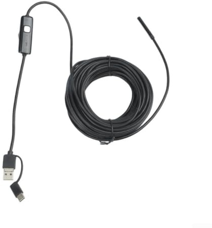 Fotocamera boroscopio industriale 480p, 3 in 1, con obiettivo da 5,5 mm e 6 luci LED, per smartphone Android, tipo C, PC, impermeabile, IP67, cavo da 10 m, nero