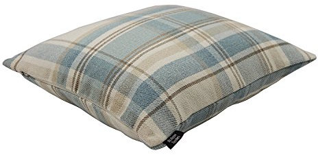 McAlister Textiles Heritage | Sofakissen mit Füllung in hellem Blau | 50 x 50 cm | gewobenes Tartan-Muster kariert | Deko gefülltes Kissen Sofa, Bett, Couch pflegeleichtes Wolle-Gefühl