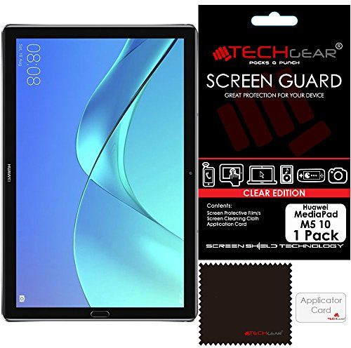 TECHGEAR Screen Protector for Huawei MediaPad M5 10 (10.8 Screen) - Ultra Clear Screen Protector Guard Cover with Screen Cleaning Cloth & Application Card - for Mediapad M5 10 Tablet
