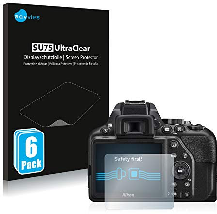 Savvies 6 Stück Schutzfolie für Nikon D3500 / D3300 Displayschutz-Folie Ultra-Transparent
