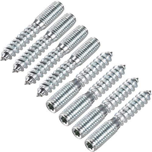 sourcing map M8 Hanger Bolts Length 2(50mm) Double Headed Bolts Self-Tapping Screw 8mm Wood Joint Furniture Legs 8pcs