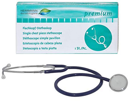 Flachkopf Stethoskop in Blau | nickelfreie Alu-Plastik-Kombination | ultraleicht & super Akustik | flexiber Y-Schlauch mit Bruststück | Ideal für Ärzte, Pflegepersonal & Privatgebrauch