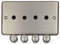 G&H CSS14-PK Standard Plate Brushed Steel 4 Gang Dimmer Plate Only inc Dimmer Knobs