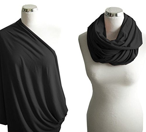 Nursing Scarf & Breastfeeding Cover - Stylish Multi-Use Infinity Shawl - Stretchy Covers for Baby Carrier, Car Seat, Stroller, Canopy, and Shopping Cart (90 * 80cm,Black)