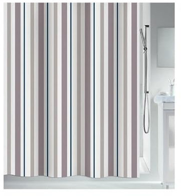 Spirella Schimmel Duschvorhang Biarritz Anti-Bakteriell, waschbar, wasserdicht Polyester/Baumwolle 180x200cm Streifen, Multi-Colored, 180 x 200 cm
