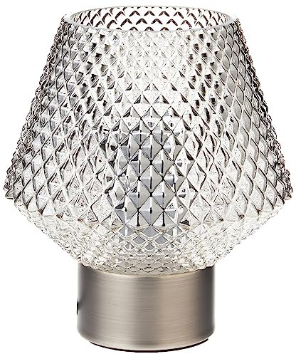 Lighting Collection 1 Light Table Lamp with Smoked Diamond Shaped Textured Pressed Glass, Chrome Base