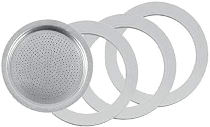 Tredoni 3 Sellos/Anillos Silicona +Filtro -Reemplazo- Tamaño 9 Tazas Cafetera Espresso Olla Moka- 8cm (9 Tazas)