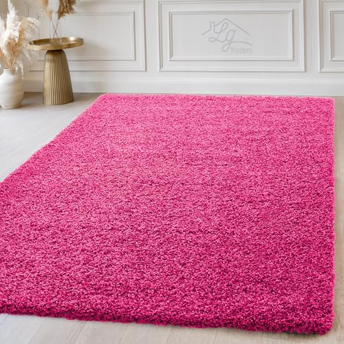 LG TRADERS LIMITED | Non Slip Shaggy Rug - Large Area Rugs For Living Room - Soft Bedroom Floor Carpet, Washable Hallway Runner (Pink, 120 x 170 cm)