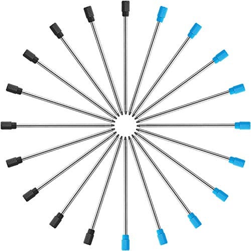 Kugelschreiber Minen,Kugelschreibermine,2,75 Zoll Kugelschreiberminen für Diamant Kristall Stylus Stifte und Kugelschreiber mit Schwarzem Samtbeutel, Schwarz und Blau, 20 Stücke