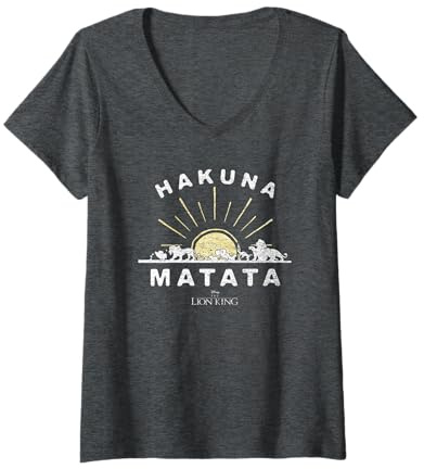 Disney The Lion King Hakuna Matata Sunrise Horizon T-Shirt avec Col en V