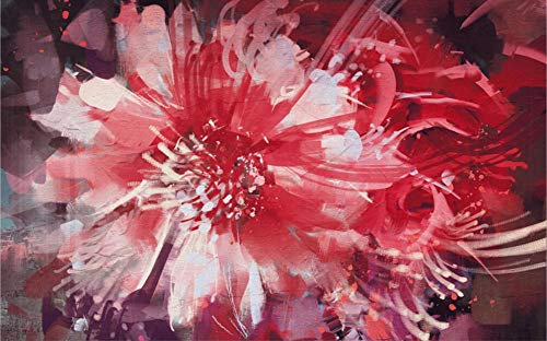 Papier Peint 3D Intissé Fleur Rouge Abstraite Papier Peint Panoramique 3D Moderne Décoration Murale 400cmx280cm