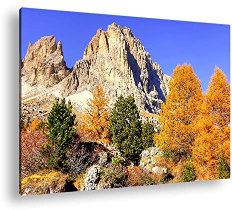 deyoli die atemberaubenden Dolomiten Italiens Format: 120x80 als Leinwandbild, Motiv fertig gerahmt auf Echtholzrahmen, Hochwertiger Digitaldruck, Kein Poster oder Plakat