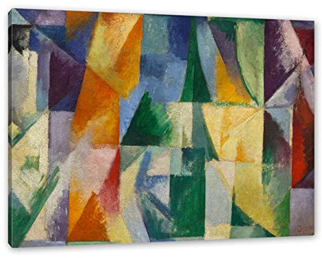 Pixxprint Robert Delaunay - Gleichzeitig geöffnete Fenster, Größe: 60x40cm, Leinwandbild, fertig gespannt, Wandbild, Dekoration, Kunstdruck, kein Poster
