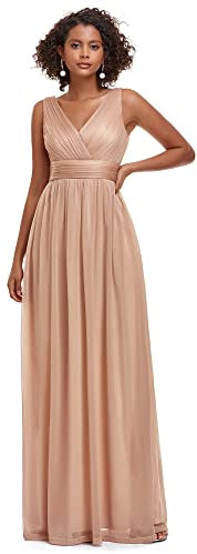 Ever-Pretty Abiti da Cerimonia da Donna Stile Impero Scollo a V Senza Maniche Plissettato Elegante Oro Rosa 46