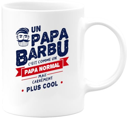 quotedazur - Mug Papa Barbu Carrément Plus Cool - Humour Père Tasse Cafe Cadeau Rigolo Anniversaire Original Humoristique Pour Homme - Idée Cadeau Fêtes Des Pères Noël