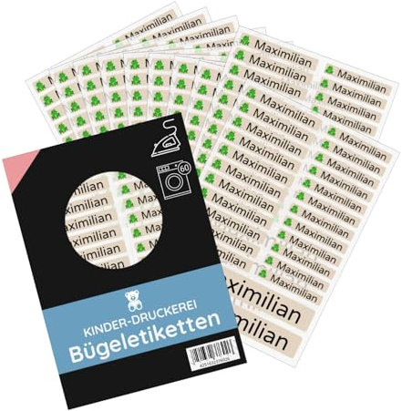 200 Stück (Beige) personalisierte Bügeletiketten/Namensaufkleber für Kleidung/Wäscheetiketten 3 Größen im Set-Bögen/bis 90 Grad/zum Aufbügeln für Kindergarten Kita Schule